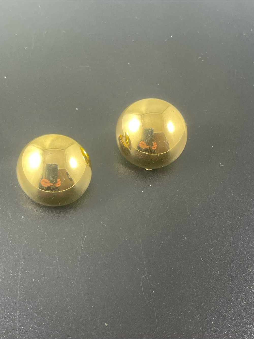 Gold Dome Button Earrings - Shiny Gold Tone